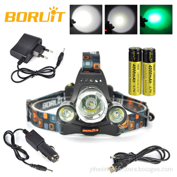 Boruit RJ-3000 High Power 5000LM CREE LED Green Light Hunting Headlamp